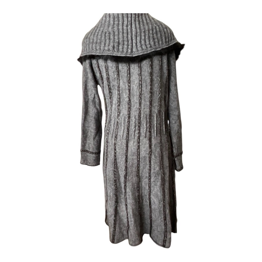 Joseph Ribkoff Alpaca Blend Coatigan Sweater Coat Grey Ribbed Collar Size 12 - Picture 5 of 8
